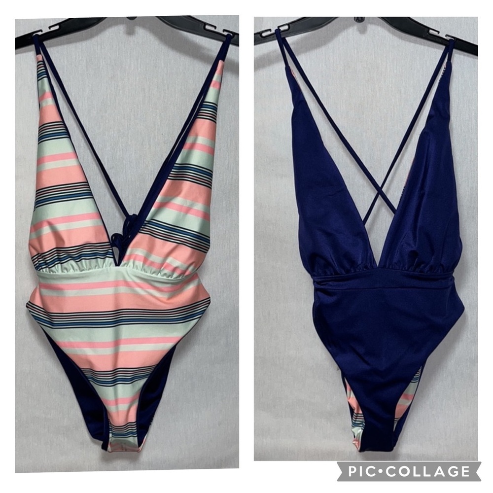 Maaji Safari Plunge Reversible One Piece Swimsuit Sz M